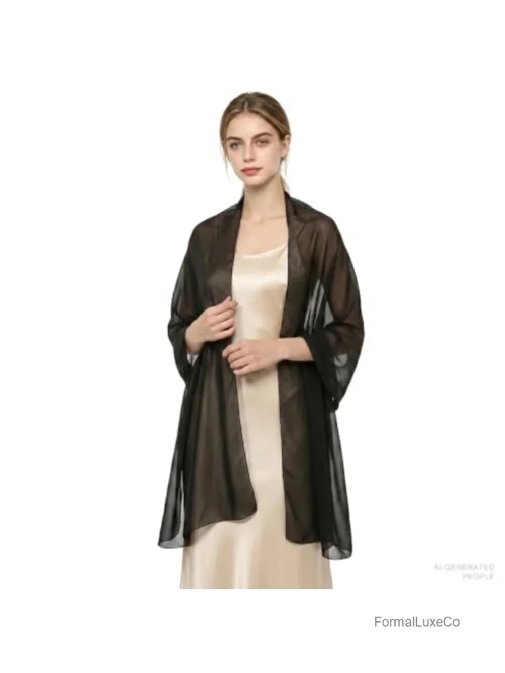 Sheer Chiffon Shawl Wrap for Evening Dresses Wedding Cover Bridal Scarf